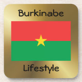 Burkina Faso Flag+Text-Untersetzer Untersetzer (Vorderseite)