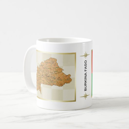 Burkina Faso Flagge + Karten-Tasse Kaffeetasse (Vorderseite Links)