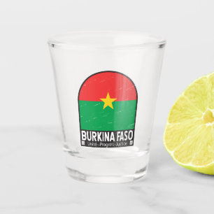 Burkina Faso FlaggenEmblem gestört Vintag Schnapsglas