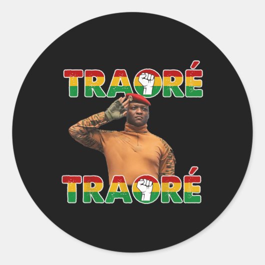 Burkina Faso - Ibrahim Traoré _ Thomas Sankara Runder Aufkleber (Vorderseite)