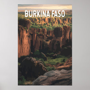 Burkina Faso Illustration Reise Kunst Vintage Poster