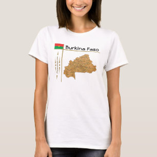 Burkina Faso Karte + Flag + Titel T - Shirt
