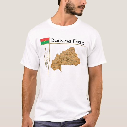 Burkina Faso Karte + Flagge + T - Shirt (Vorderseite)