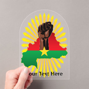 Burkina Faso Karte, Flagge und Revolution Fest Acryleinladungen