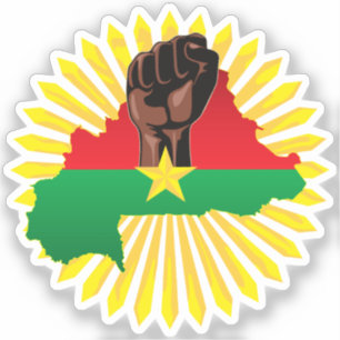 Burkina Faso Karte, Flagge und Revolution Fest Aufkleber
