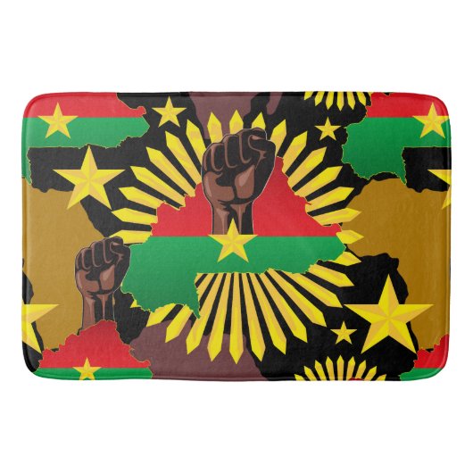 Burkina Faso Karte, Flagge und Revolution Fest Badematte (Vorderseite)