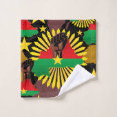 Burkina Faso Karte, Flagge und Revolution Fest Badhandtuch Set (Waschlappen)
