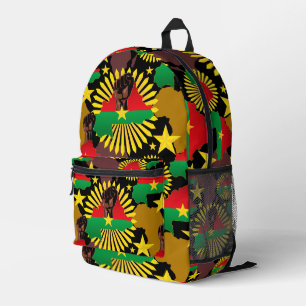 Burkina Faso Karte, Flagge und Revolution Fest Bedruckter Rucksack