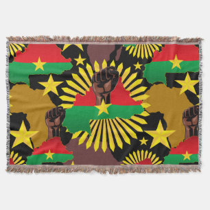 Burkina Faso Karte, Flagge und Revolution Fest Decke