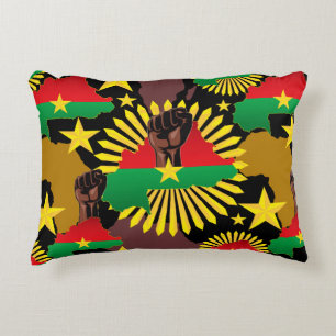 Burkina Faso Karte, Flagge und Revolution Fest Dekokissen