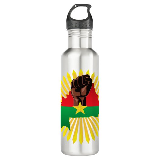 Burkina Faso Karte, Flagge und Revolution Fest Edelstahlflasche (Vorderseite)