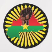 Burkina Faso Karte, Flagge und Revolution Fest Etiketten (Design 1)