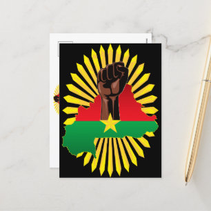 Burkina Faso Karte, Flagge und Revolution Fest Feiertagspostkarte