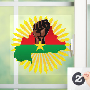 Burkina Faso Karte, Flagge und Revolution Fest Fensteraufkleber