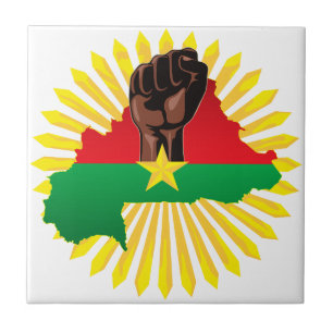 Burkina Faso Karte, Flagge und Revolution Fest Fliese