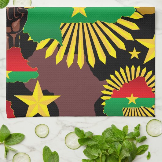Burkina Faso Karte, Flagge und Revolution Fest Geschirrtuch (Gefaltet)