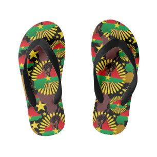 Burkina Faso Karte, Flagge und Revolution Fest Kinderbadesandalen