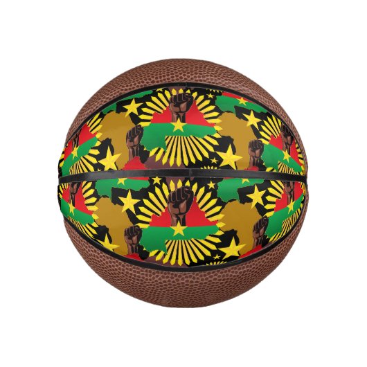 Burkina Faso Karte, Flagge und Revolution Fest Mini Basketball (Vorderseite)