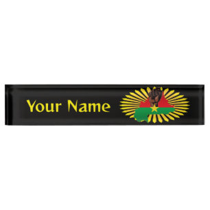 Burkina Faso Karte, Flagge und Revolution Fest Namensplakette