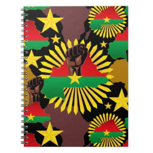 Burkina Faso Karte, Flagge und Revolution Fest Notizblock