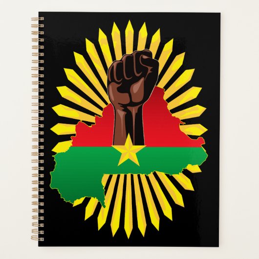 Burkina Faso Karte, Flagge und Revolution Fest Planer (Vorderseite)