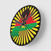 Burkina Faso Karte, Flagge und Revolution Fest Runde Wanduhr (Winkel)