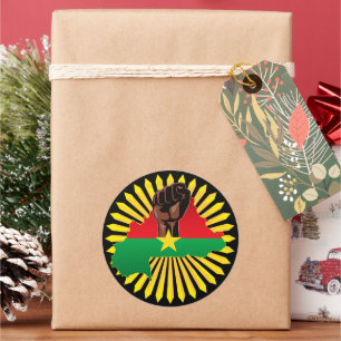 Burkina Faso Karte, Flagge und Revolution Fest Runder Aufkleber