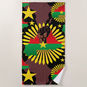 Burkina Faso Karte, Flagge und Revolution Fest Strandtuch