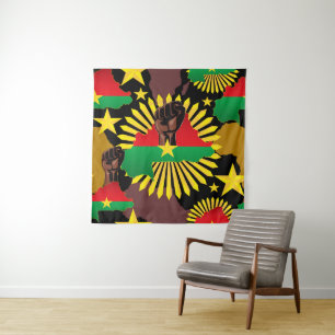 Burkina Faso Karte, Flagge und Revolution Fest Wandteppich
