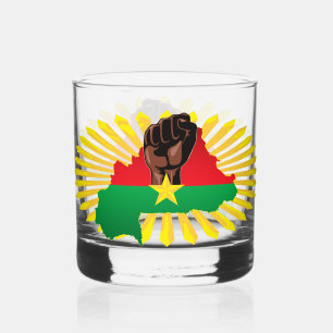 Burkina Faso Karte, Flagge und Revolution Fest Whiskyglas