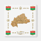 Burkina Faso Karte + Flaggen Magnet (Vorne)