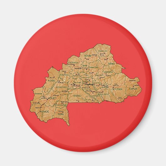 Burkina Faso Karte Magnet (Vorne)