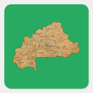 Burkina Faso Kartenaufkleber Quadratischer Aufkleber