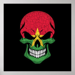Burkina Faso lächelnde Schädelflagge Poster
