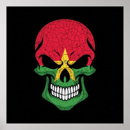 Burkina Faso lächelnde Schädelflagge Poster (Vorne)