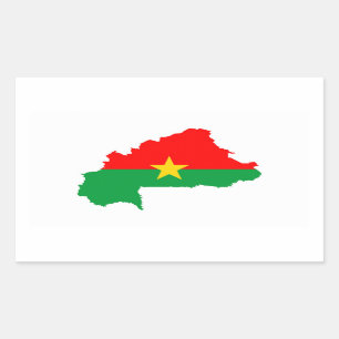 Burkina Faso Landflaggen-Kartenform-Silhouette Rechteckiger Aufkleber