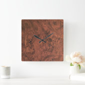 Burl Mahogany Holztextur Quadratische Wanduhr (Zuhause)