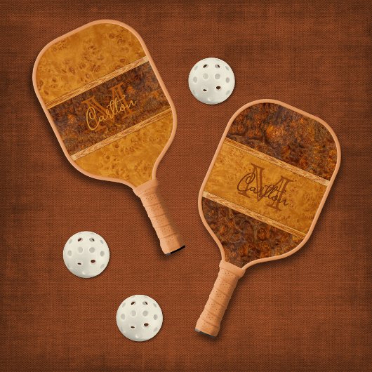 Burl Wood Graphic Monogram Pickleball Schläger