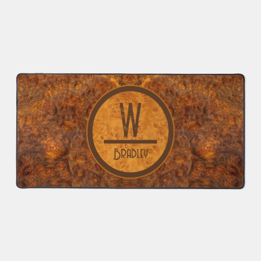 Burl Wood Monogram Design Schreibtischunterlage (Vorderseite)
