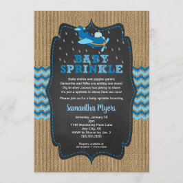 Burlap Airplanes Boy Baby-Sprinkladen Einladung