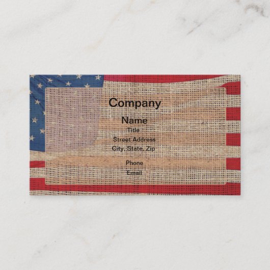 Burlap American Flag Visitenkarte (Vorderseite)