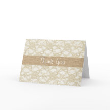 Burlap and Lace Danke Karte