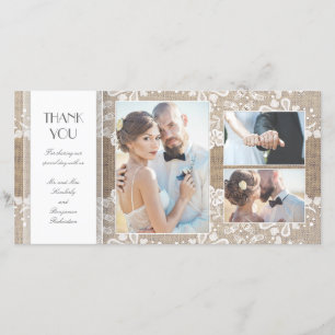 Burlap and Lace Foto Wedding Vielen Dank Dankeskarte