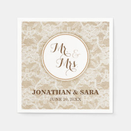 Burlap and Lace, Mr. & Mrs. Personalisiert Wedding Serviette