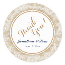 Burlap and Lace Personalisiert Wedding Vielen Dank