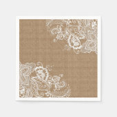 Burlap and Lace Shabby Chic Paper Napkin Serviette (Vorderseite)
