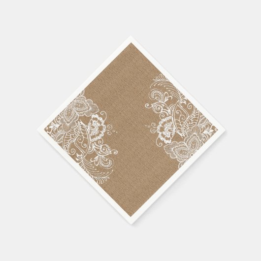 Burlap and Lace Shabby Chic Paper Napkin Serviette (Ecke)