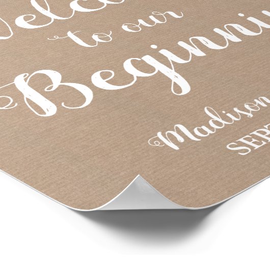 Burlap and Lace Willkommen bei unserem Beginner-Ze Poster (Ecke)