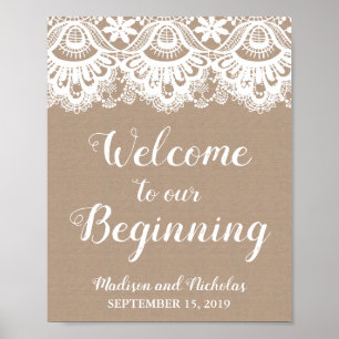 Burlap and Lace Willkommen bei unserem Beginner-Ze Poster