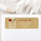 Burlap and Red Rose Mason Jar Returdress Label (Insitu)